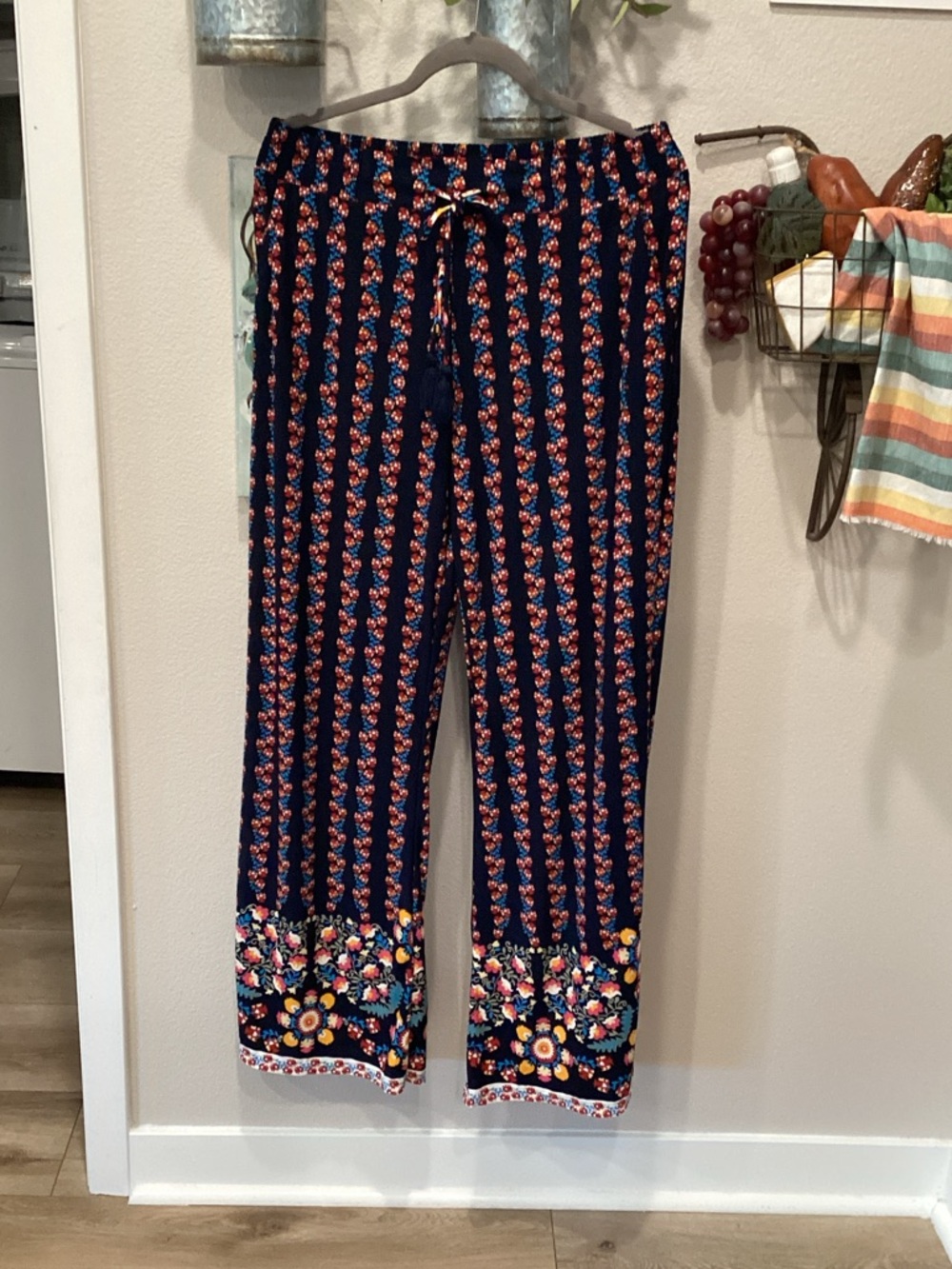 Wide Leg Floral Stripe Pants palazzo